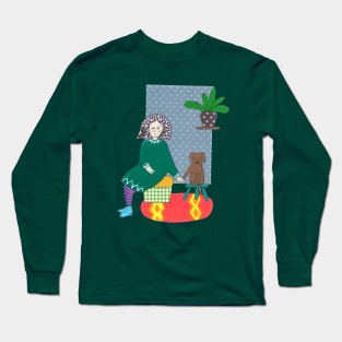 Girl and her teddy bear Long Sleeve T-Shirt